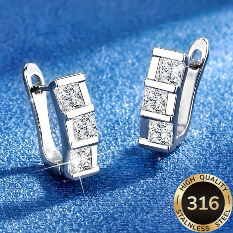 TEMU 1 Paire de Boucles d'Oreilles Asymétriques pour Femmes en Acier Inoxydable 316 de Haute Qualité, Hypoallergéniques, de Luxe, Élégantes, Exquises