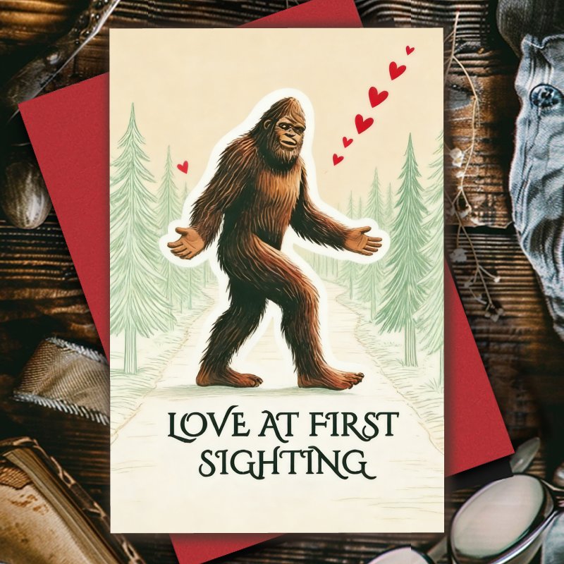 TEMU 1 carte humoristique Bigfoot Sasquatch pour la Saint-Valentin - au premier , , idéale pour les anniversaires, Noël et la de - Cadeau drôle pour