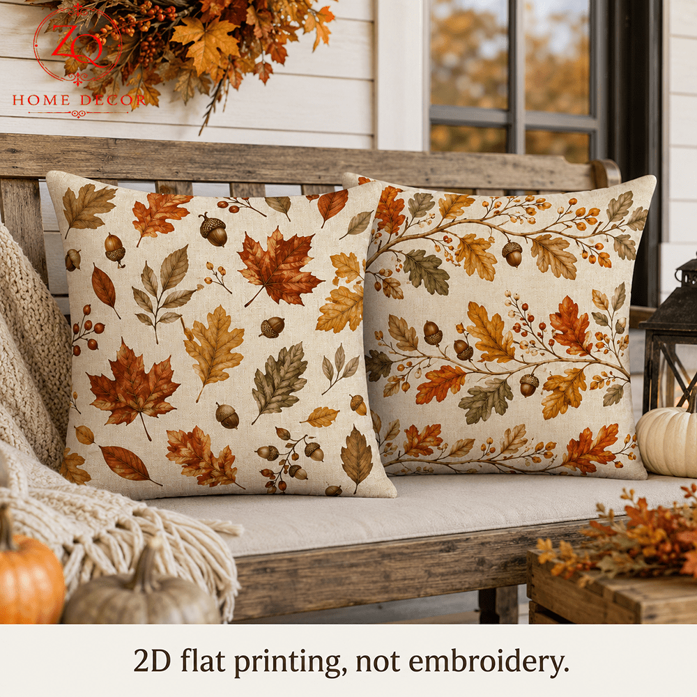 TEMU 2d Printing 2pcs, Retro Maple Leaf Pillow Covers, Style Home Decor Cushion Covers For Festive Parties, Home Decoration, Car And Living Room Sofa