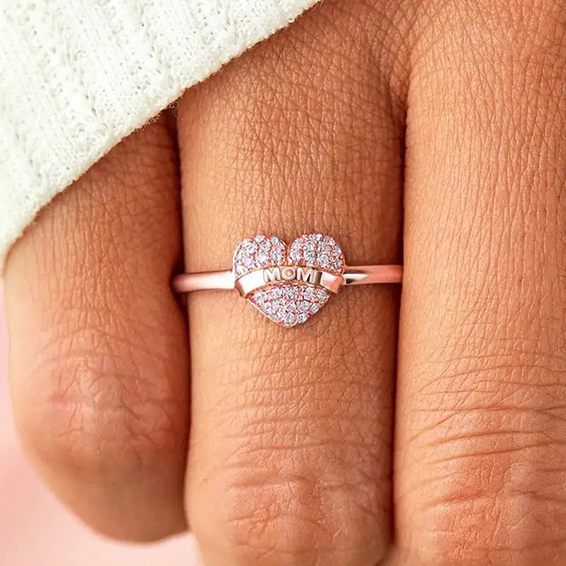 

Love Heart Ring Girl Inlaid Ring Fashionable, Sweet And Elegant Jewelry