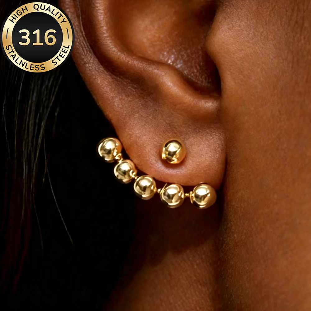 TEMU Pendientes de botón dorados de acero inoxidable de calidad, hipoalergénicos, resistentes a la decoloración, fáciles y elegantes, adecuados para