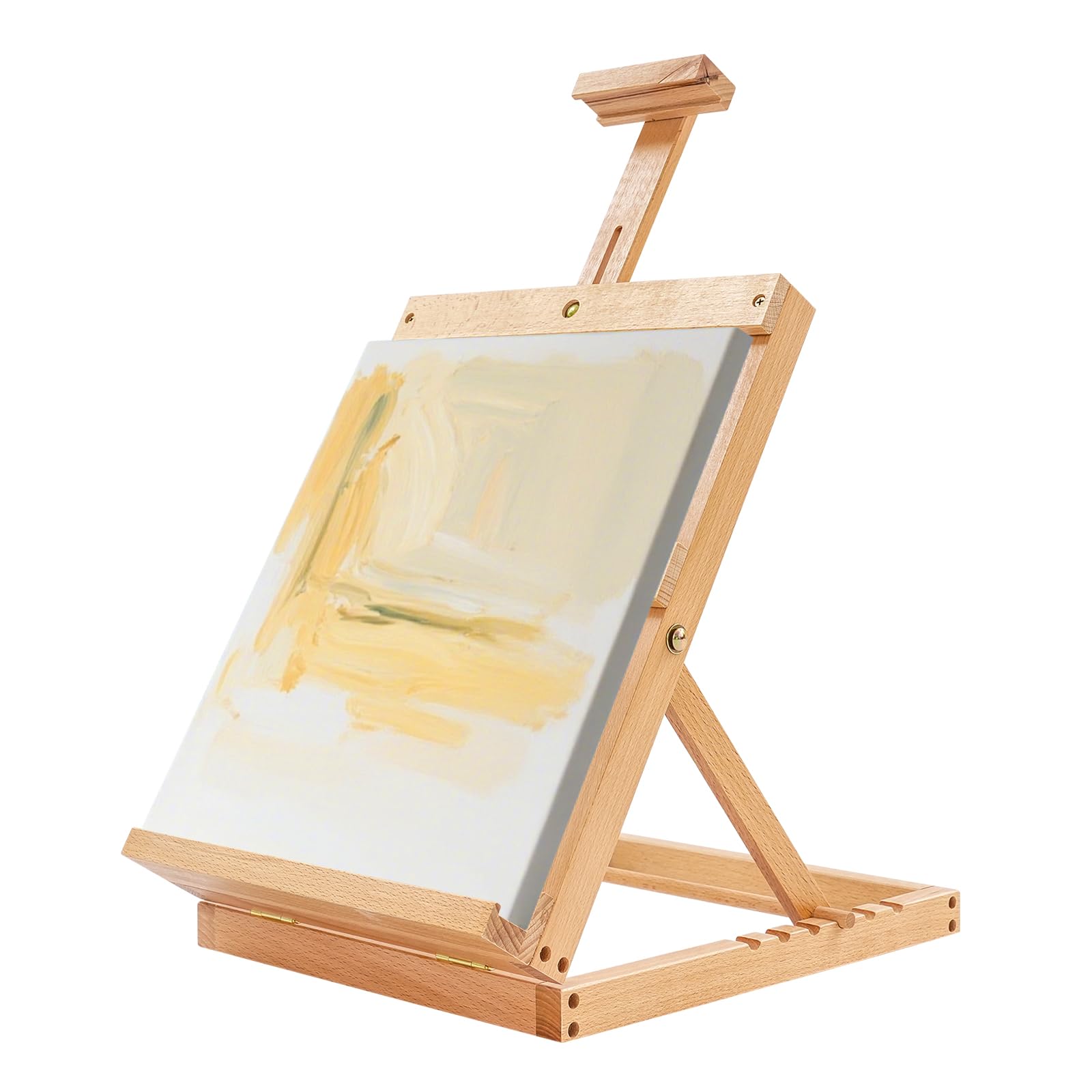 The Hotmalll Table Easel Is From Wood, Designed For Artists, Featuring An Adjustable Angle With 6 , Measuring 30 * 32 * 38-80 Cm, Suitable For Beginners, Students, And Professionals