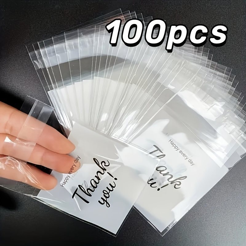 Thank You Plastic Gift Bags, 100pcs Set