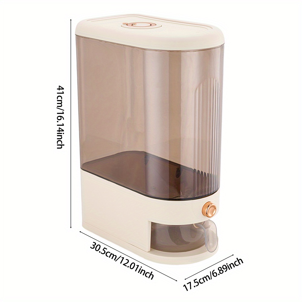 TEMU 10kg Rice Dispenser, Rice Containers Storage With Measuring Cup Household Cereal Dispenser Bucket For Rice, Flour, Salt, Oat, , Cream White, ,