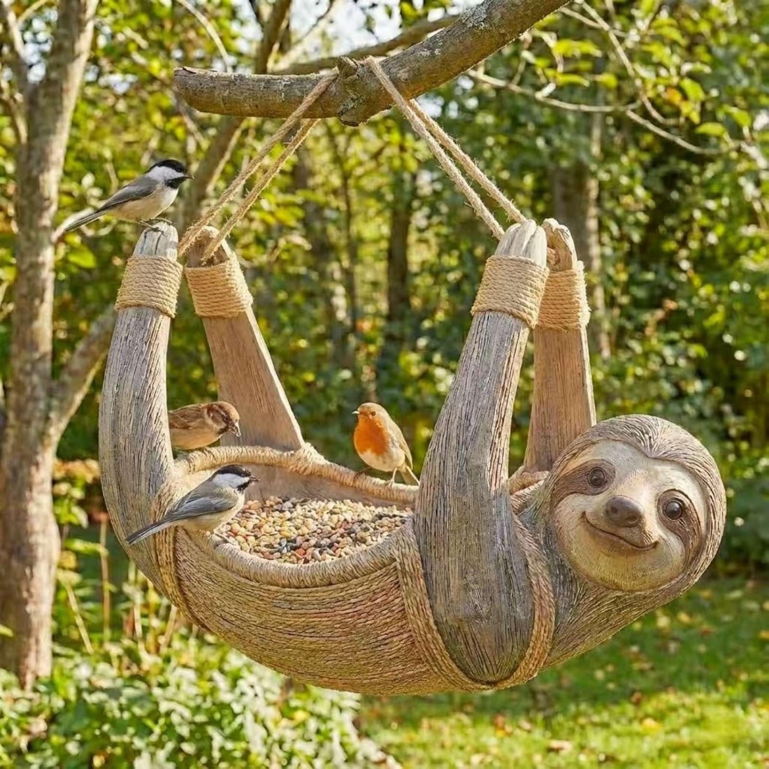 Temu – TEMU Outdoor Sloth Bear Bird Feeders, Cute Animal Garden Decorations And Wild Bird Feeders, Durable Weatherproof Resin Sculptures For Patios, Patios