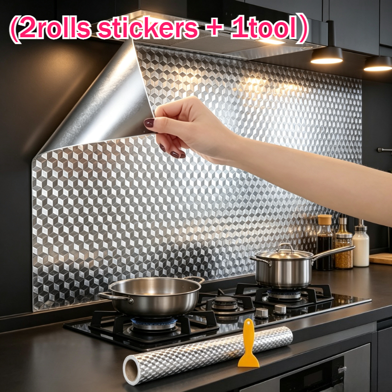TEMU 3set Heat-resistant And Self-adhesive Stickers For Kitchen Stoves, Cabinet Walls And Countertops - Durable Protective Film For Stove Surfaces,