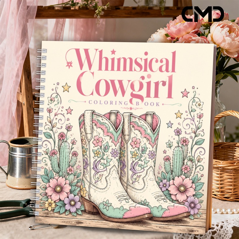 TEMU Livre de coloriage pour adultes Mandala and Cowgirl Fantaisiste 1 pièce 20x20 24 pages imprimé sur une seule face pour femmes