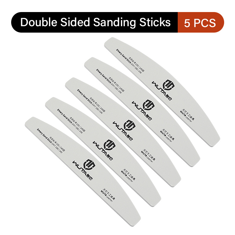 TEMU Wuta 5pcs Professional Sanding Sticks | Dual-grit( 100/240) Emery Boards For Leather Edge Burnishing, Polishing & Smoothing | Reusable Abrasive