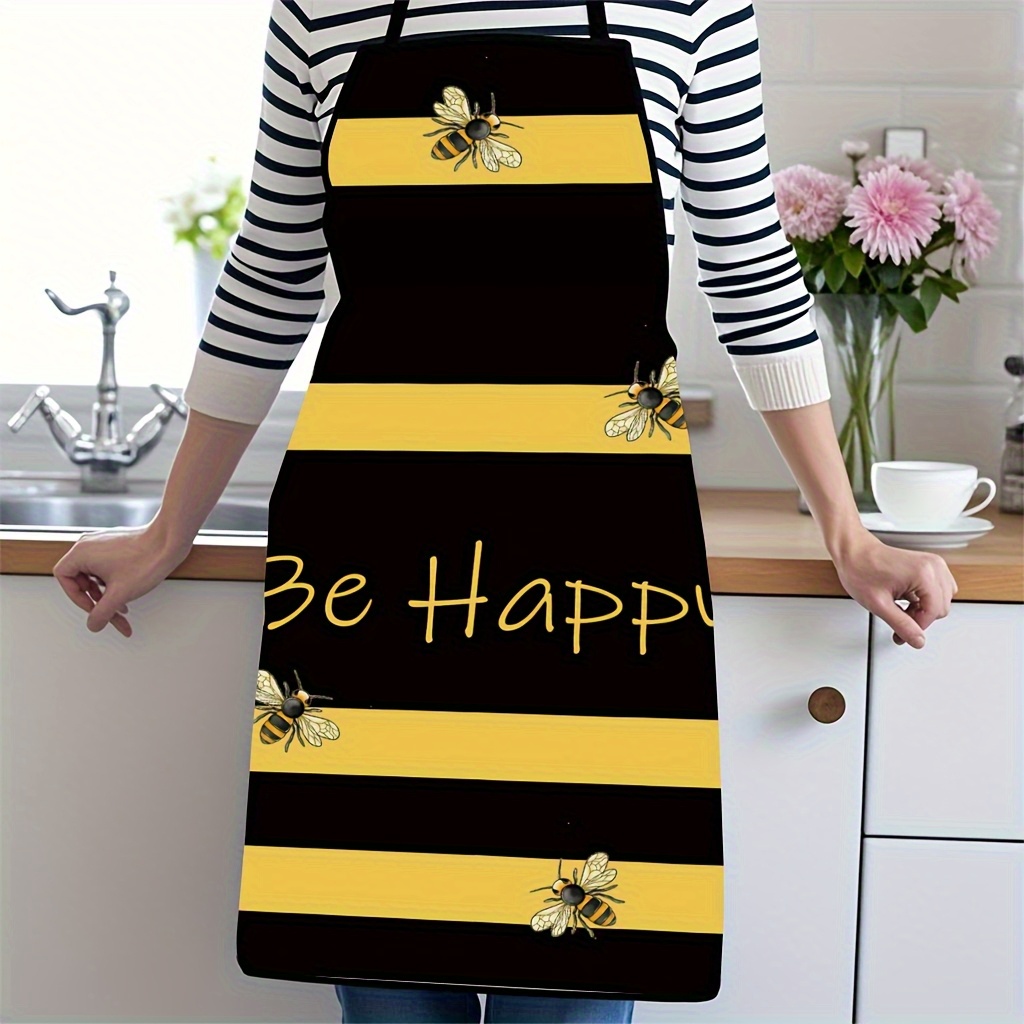 E-shop 1 Stück Bienen-Motiv Schürze, 60x80cm Unisex Küchenschürze für Zuhause, BBQ & Backen – Stilvolle Haushaltsschürze
