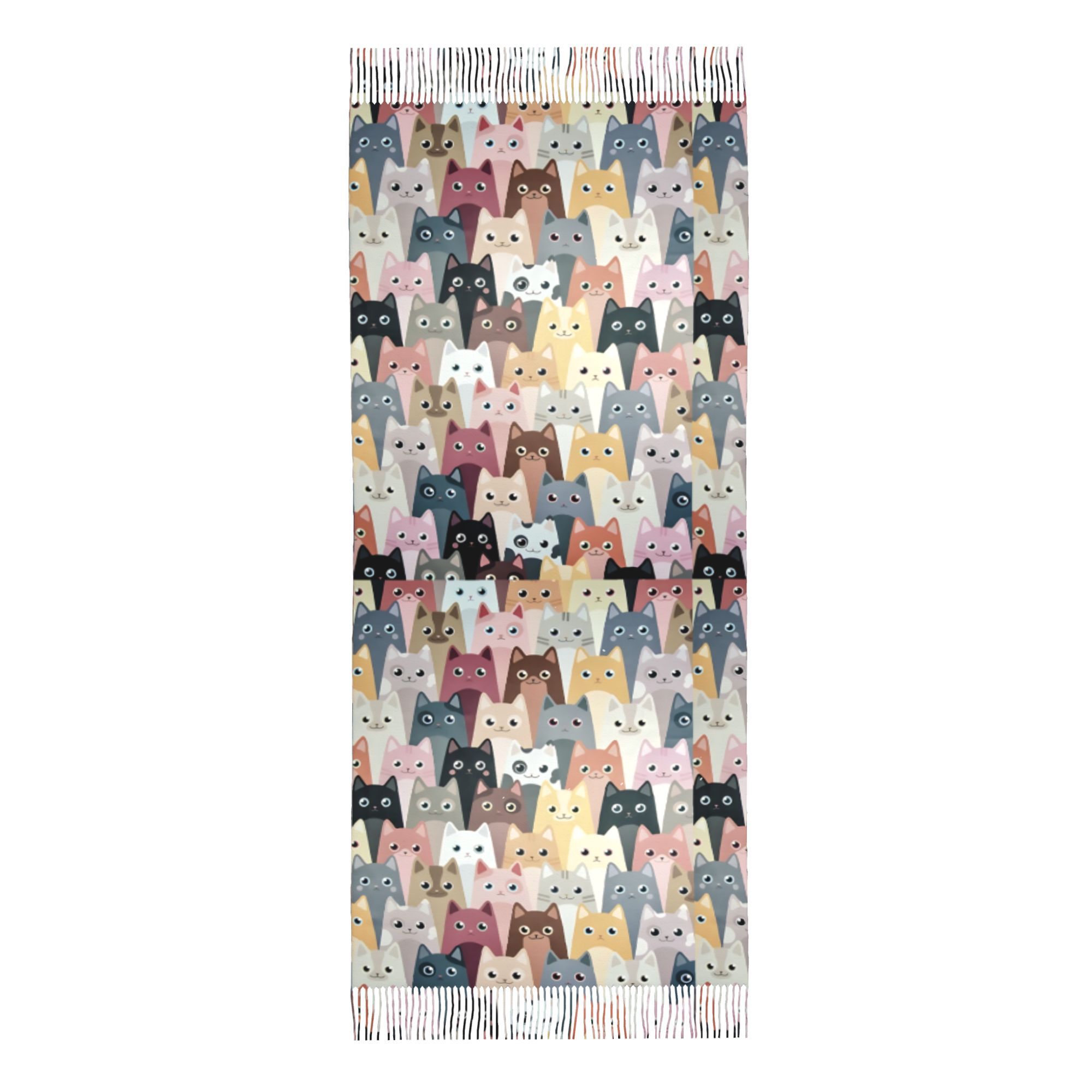 TEMU 1pz Sciarpa - Muffler Invernale Antivento e Caldo con Stampa Colorata di Gattini, con Nappe Non Elastico per Outfit di Natale, Compleanni e