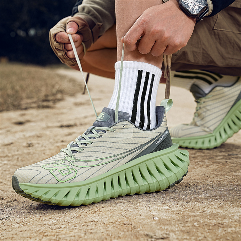 Carbon Plate Technology - Men's Road Running Shoes, Thick-Soled Casual Sneakers for Men, Comfortable and Breathable Fabric Upper, Cushioning and Shock-Absorbing MD Midsole, Slip-Resistant and Wear-Resistant Rubber Outsole, Low-Top Lace-Up Closure