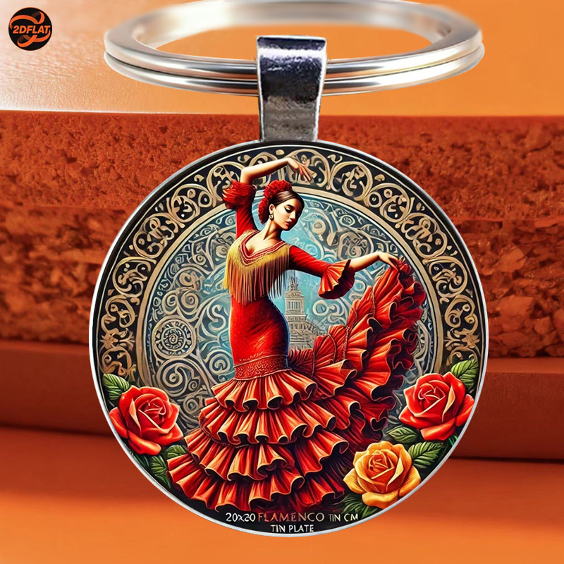 TEMU Llavero 2D de bailarina española - Diseñado con un tema de baile español, con la imagen de una bailarina femenina, decoraciones para llaves de