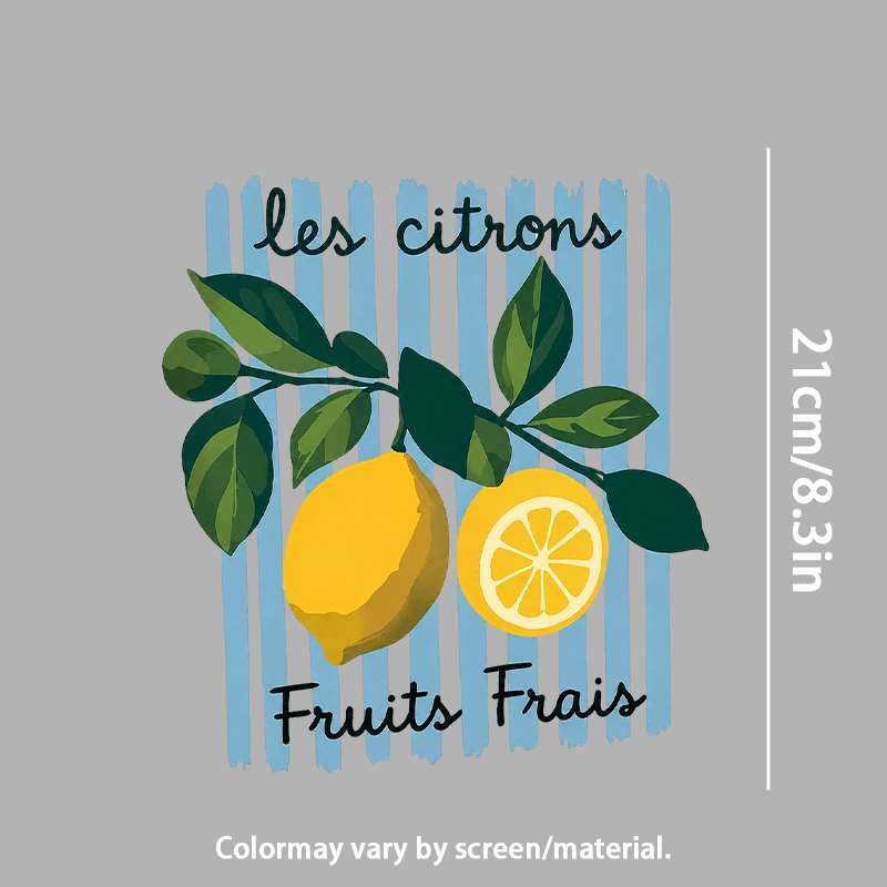 TEMU [1/2/3 piezas Transferencia de DTF 2D] Pegatina termoadhesiva de limones y frutas , transferencia termoadhesiva, parches termoadhesivos,
