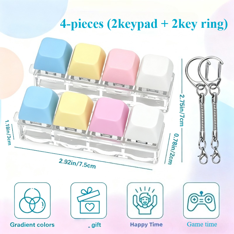 TEMU 4pcs Set (2pcs Keypads And 2pcs Key Rings) Keyboard Key Relax Keychain With Exquisite Keychain - Keyboard | Compact And Exquisite, Classic,