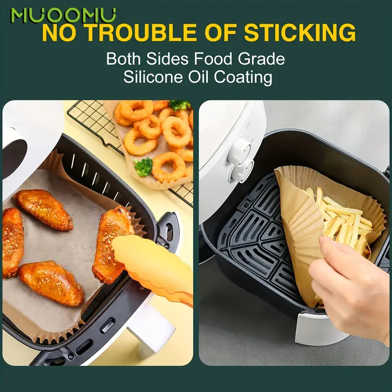 100pcs heavy duty non stick baking sheets oven air fryer liners cookie pizza pastries easy heat distribution kitchen paper mats for baking roasting broiling compatible with ovens air fryers air fryer accessories roasting liner disposable sheets material cooking liners meal preppers Product details 6
