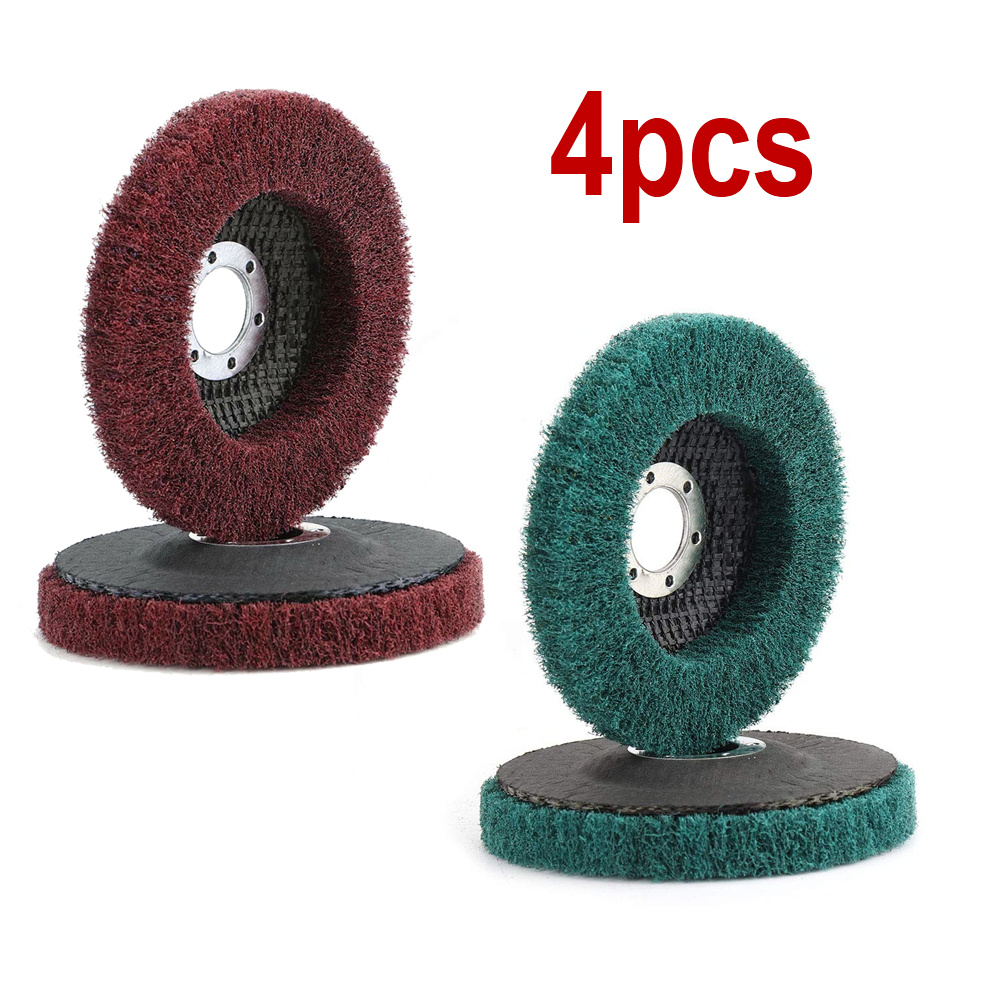 Image of 4pcs 180/320 Grit Nylon Fiber Flap Disc Metal Polishing Wheel, Abrasive Buffing Grinding Discs For 4" Angle Grinder, Deburring And Rust Removal Of Welds On Complex Surfaces