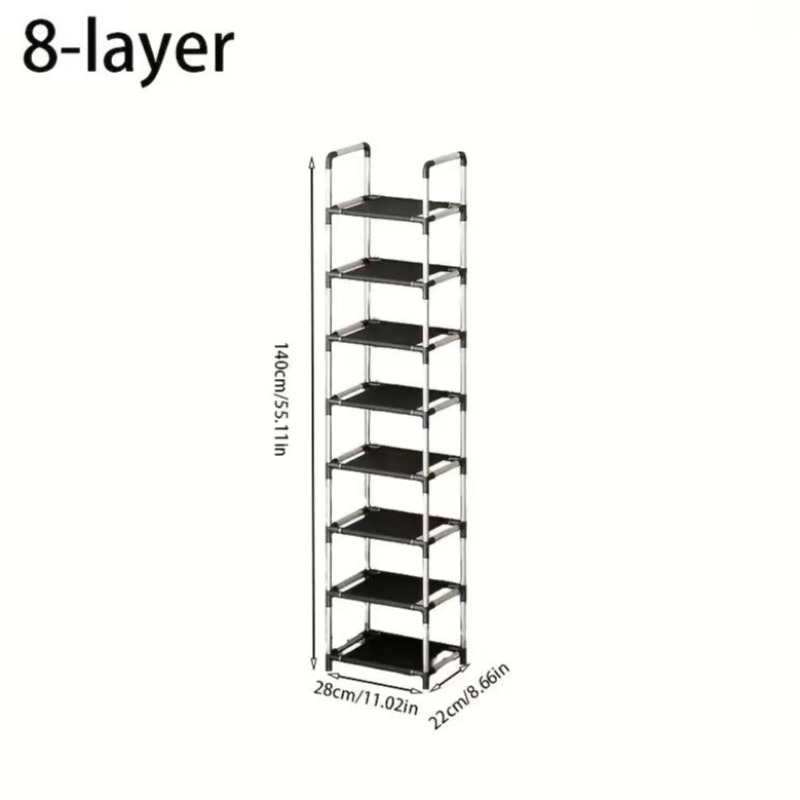TEMU 8-tier Tall Narrow Shoe Rack, Vertical Shoe Storage Organizer, Space Shoes Shelf For Small Spaces Entryway Hallway Closet, Sturdy Metal Frame,