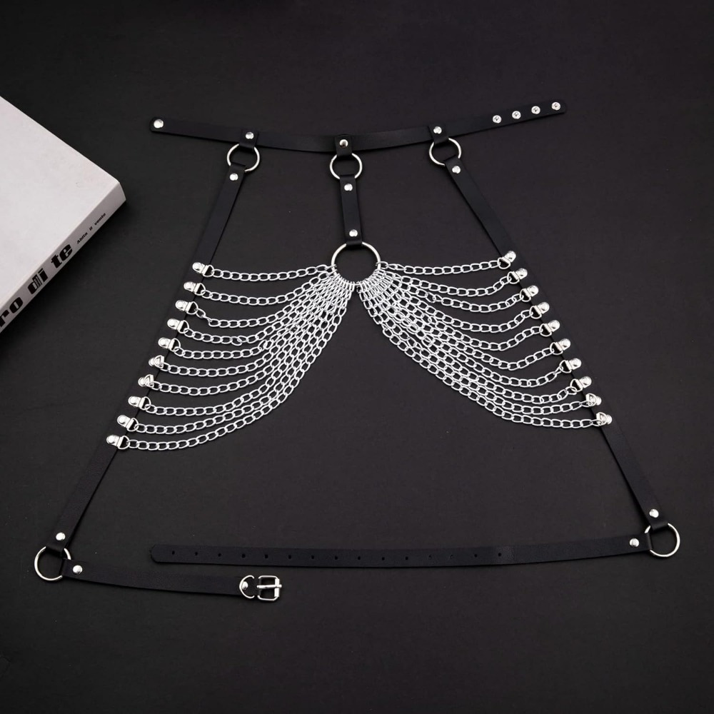 womens punk leather body chains layered waist belly chain - Temu