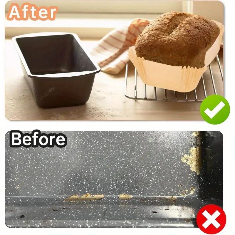 9x5 inch pre- parchment paper loaf pan liners - disposable bread baking sheets for toast, cakes, banana breads - , heat distribution, home & professional kitchens, bread baking supplies, kitchen essentials, liner, durable kitchen item Product details 2