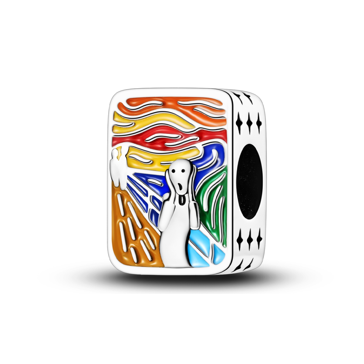 E-shop 1 Stück Silberbeschichtetes Emaille-Gemälde "Der Schrei" Charm für Original Armband Halskette Schlüsselanhänger Einzigartig für DIY Perlen
