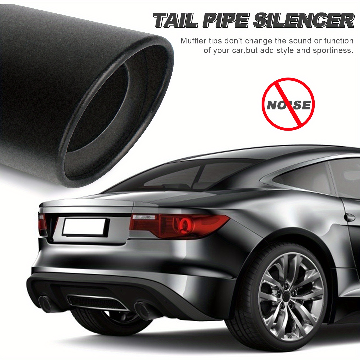 TEMU Car Universal Straight Exhaust Tip, 2.4" 3.3" Outlet 5.7" Length Exhaust Tip, Black Coating Bolt On Design, Universal For Most Cars (black)