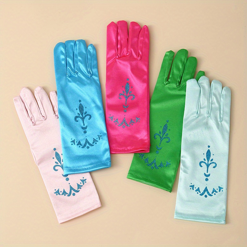 

1 Pair Women's Elegant Vintage Embroidered Print Full Finger Gloves, Spandex Stretch, Solid Color, Decorative Stage Performance Gloves For , Birthday, Party - Hand Wash/ Only