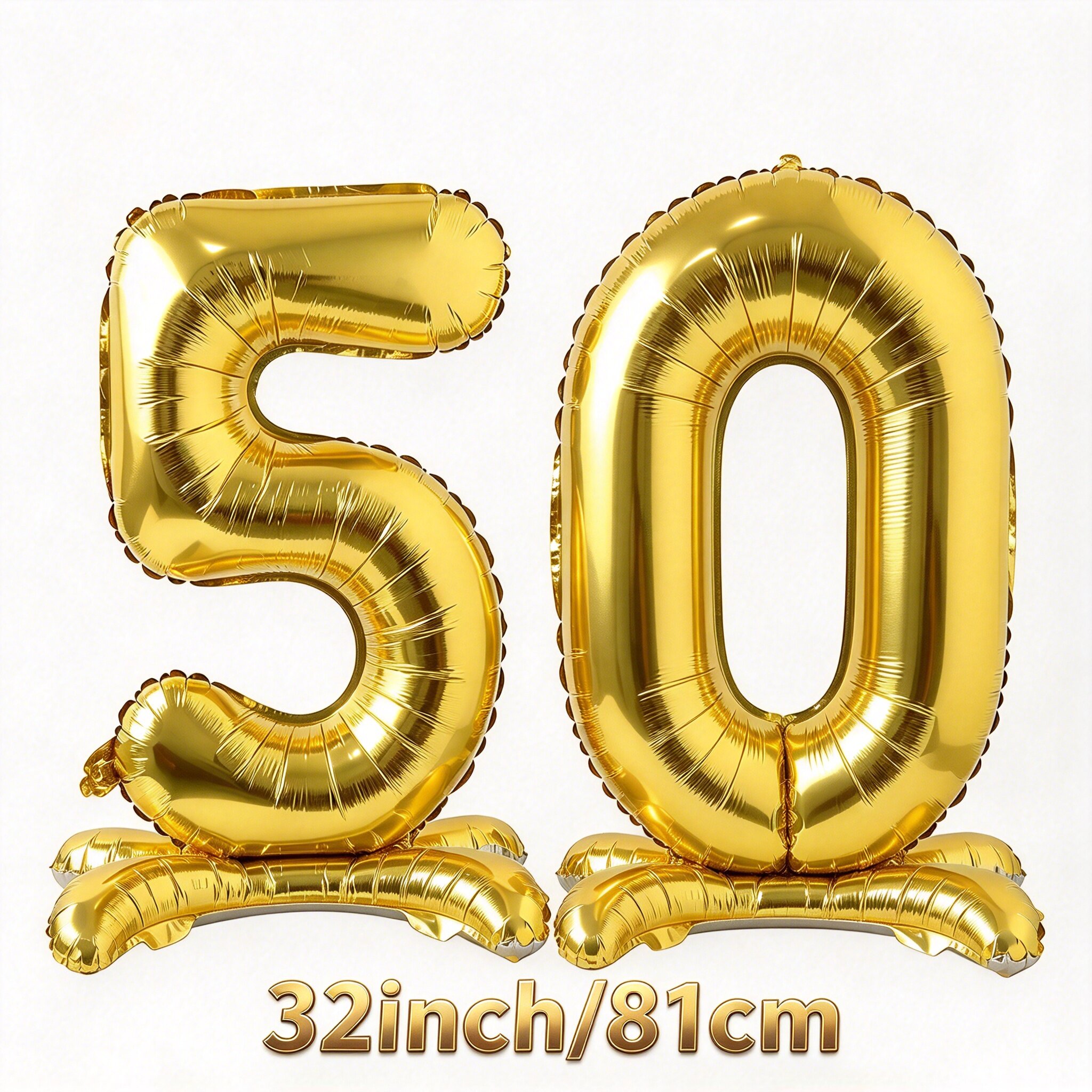 TEMU Ballon numéro 50 doré , idéal pour la décoration de fête de 50 ans, anniversaire, jour commémoratif, boule décorative pour Noël, Halloween et le