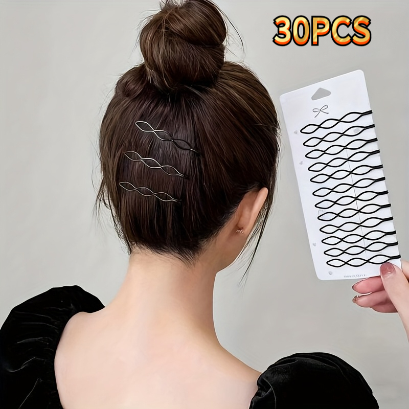 TEMU 30 Black -shaped Hair Clips- Simple 1pc Hair Clip Set, Strong Fixing Hair Clips, Suitable For Ponytails, Buns, Braided Hair, Straight Hair/wavy