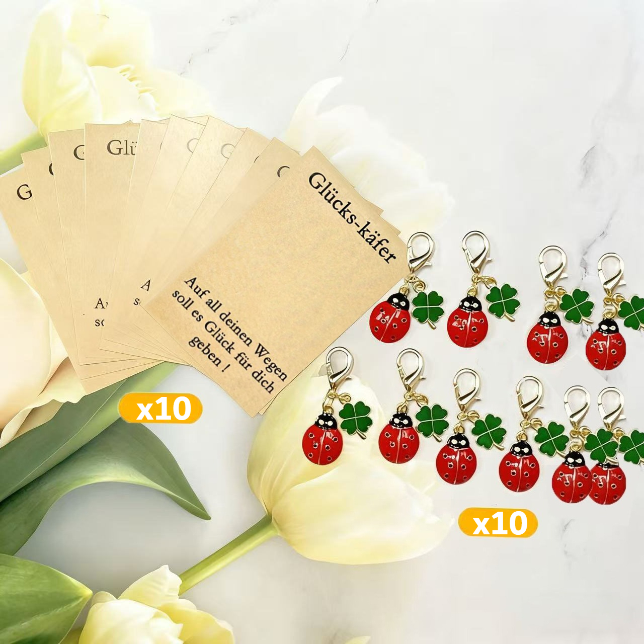 TEMU Ensemble cadeau de 20 porte-clés Bouche et à Feuilles - 10 cartes et 10 porte-clés Bouche, cartes de vœux inspirantes Bouche, cadeaux de fête ,