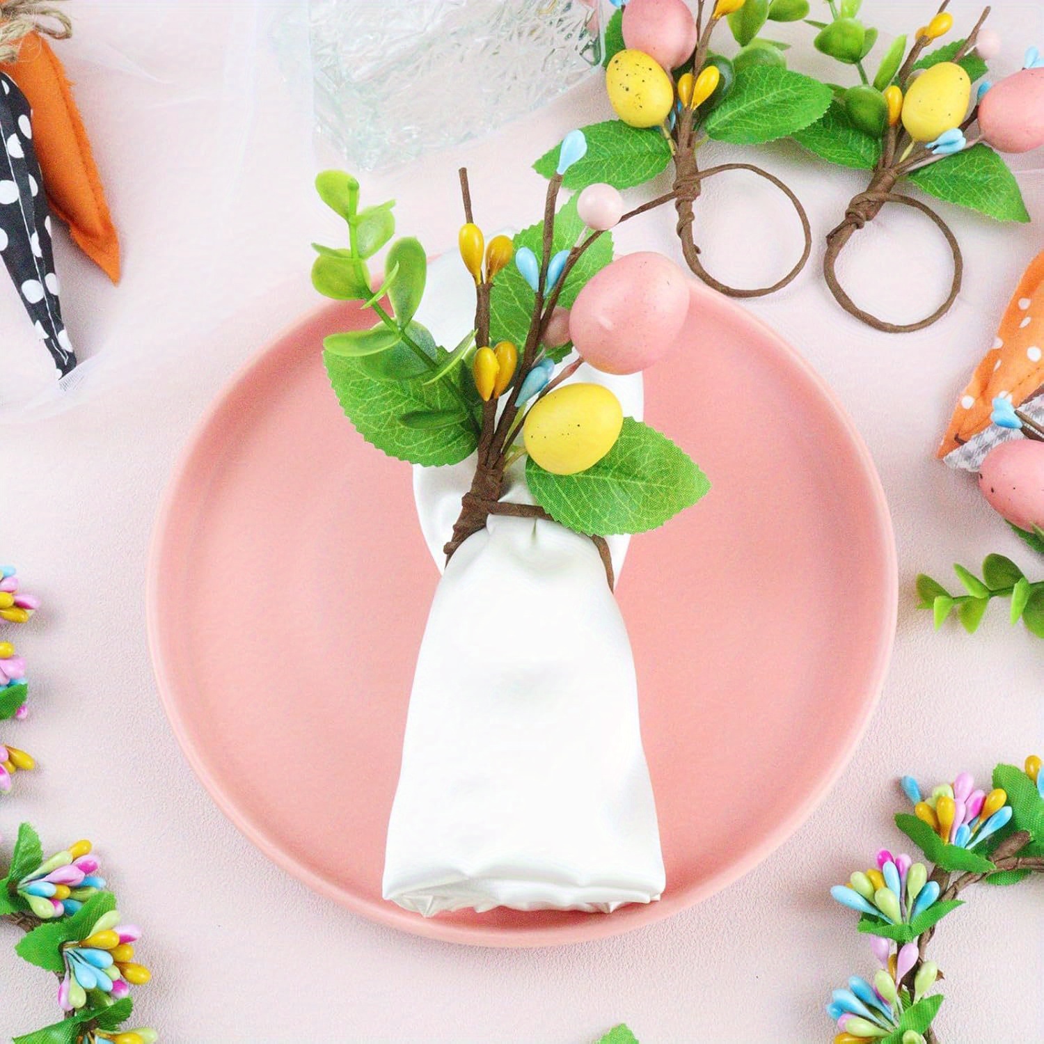 Easter Table Setting - Easter Table Setting With Bowls Of Easter Eggs