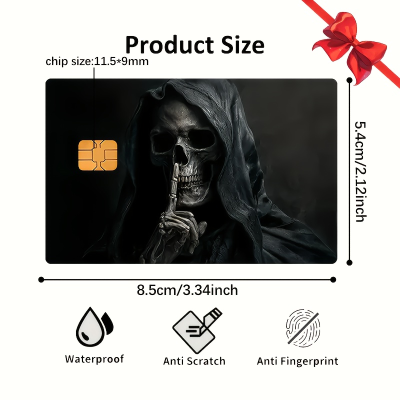 1pc Gothic Skull Fun Pattern Bank Card Sticker With Matte Anti-fingerprint Surface And , For Small Chip Credit Cards And Bank Cards, Combining Privacy Protection And Artistic Features