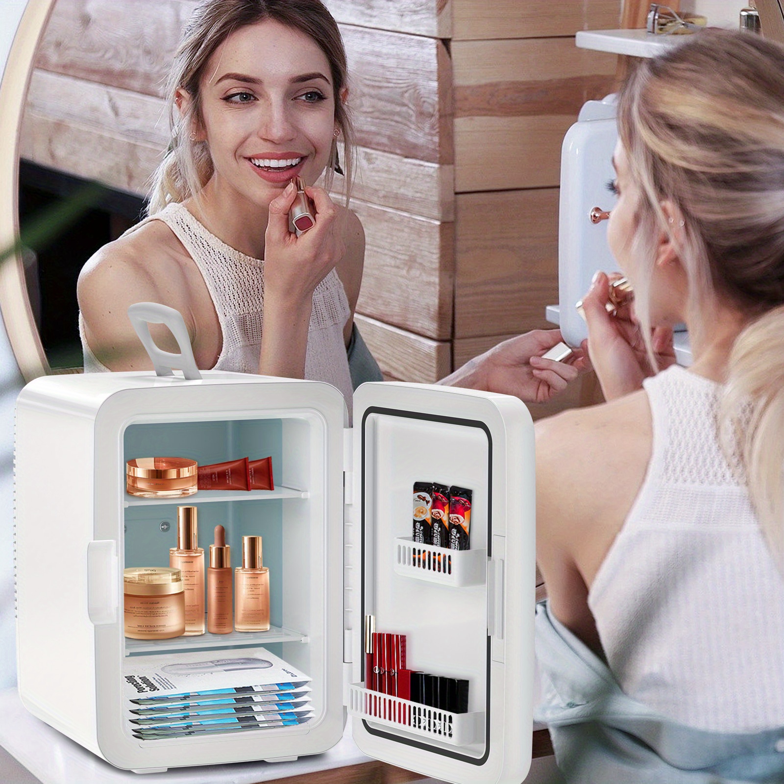 2.64gal/26lbs Mini Freezer Refrigerator with Fast Ice Maker, Compact Portable Freezer with Removable Glass Shelf & Chalkboard Door - Ideal for Dorm, Office, Bedroom, Garage - Energy Efficient Mini Fridge for Small Spaces, Office Refrigerator, Stylish Appliance, Durable Construction, Urban Dwellers