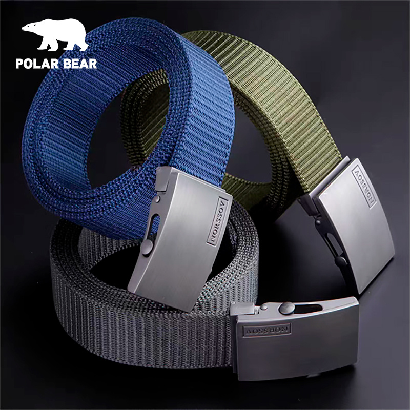 Polar Bear Unisex Belt Fashion Casual Outdoor Sports Canvas Belt Men'S Belt Men'S Durable Multi-Functional Thickened Belt Body Canvas Pants Belt