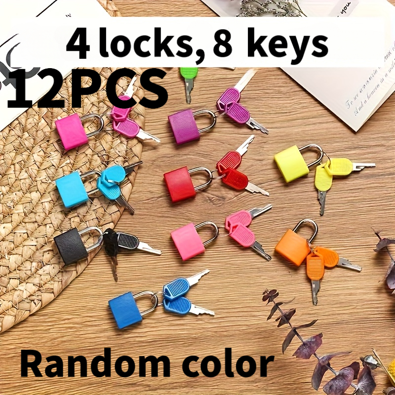 TEMU 12 pezzi Colori Casuali (4 lucchetti e 8 chiavi), Lucchetti per Valigie con Chiavi, Lucchetti in Metallo, Mini Lucchetti Multicolore con Chiavi,
