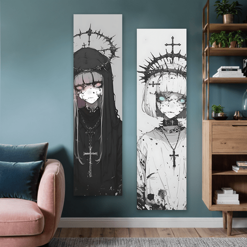 2d flat gothic wall tapestry vertical banner suitable for bedroom living room dorm decor with teal art dark gothic style durable for parties themed events ideal gift for anime fans 2d flat