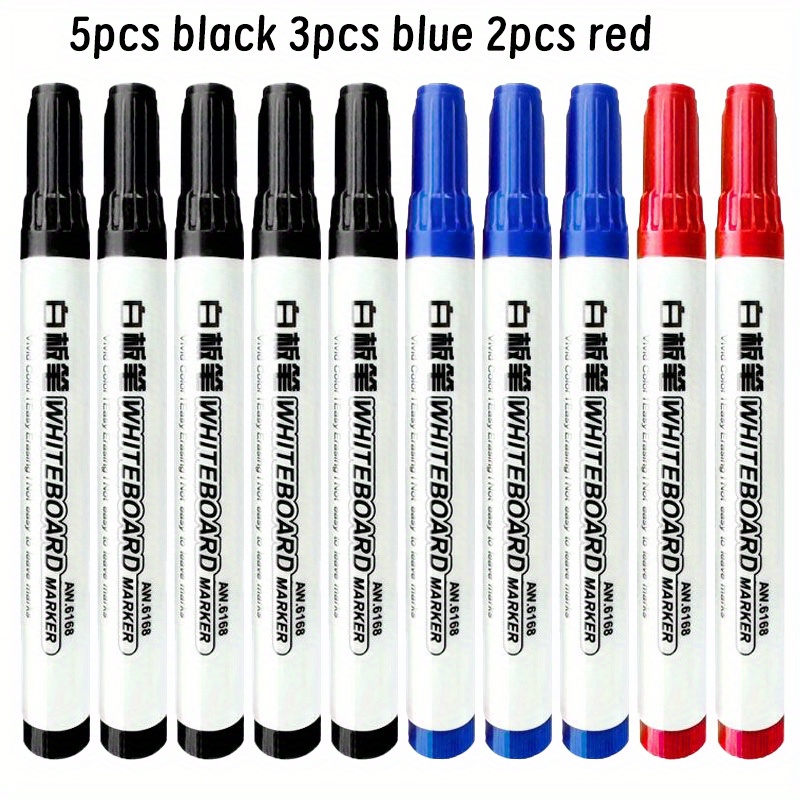 TEMU 10pcs Erasable Whiteboard Markers, Erasable Whiteboard Markers, Quick-drying Pens, Large-capacity Refillable Markers, And Water-based Board
