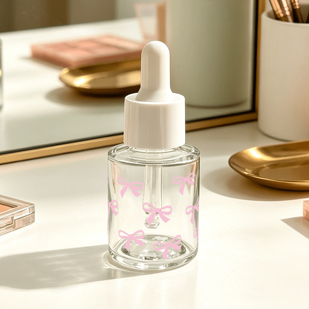 TEMU 1pc Transparent Dropper Glass Bottle, Easy Bow Print Not Monotonous, 20ml/40ml , Thickened Bottle Mouth Is Suitable For, Suitable For Essential