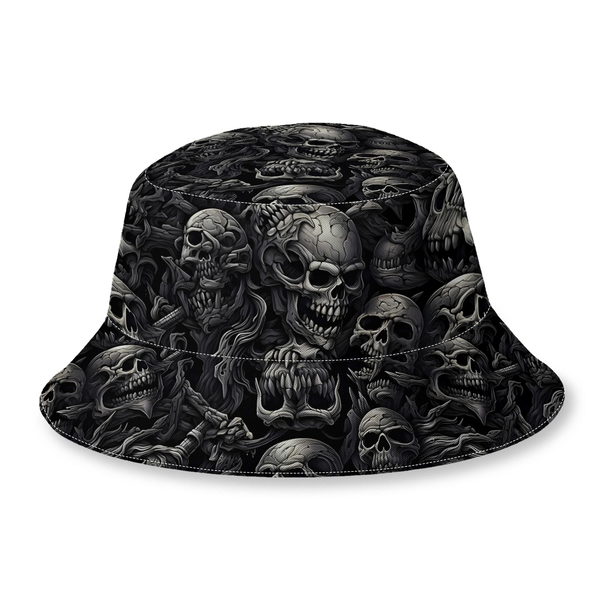 TEMU 2d Print Design Dark Gothic Skull Print Pattern Bucket Hat Unisex Hat