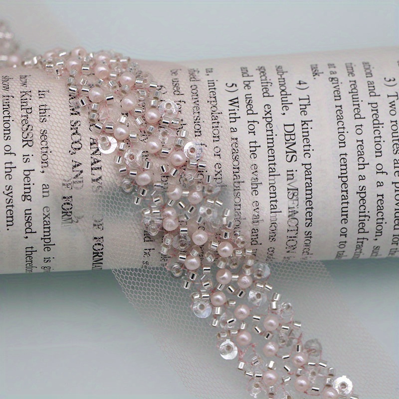 Image of 1yard Sequin Beaded Lace Ribbon Garment Sewing Accessories Trimmings For Clothing Dress Collar Cuff Diy Crafts Needlework Applique