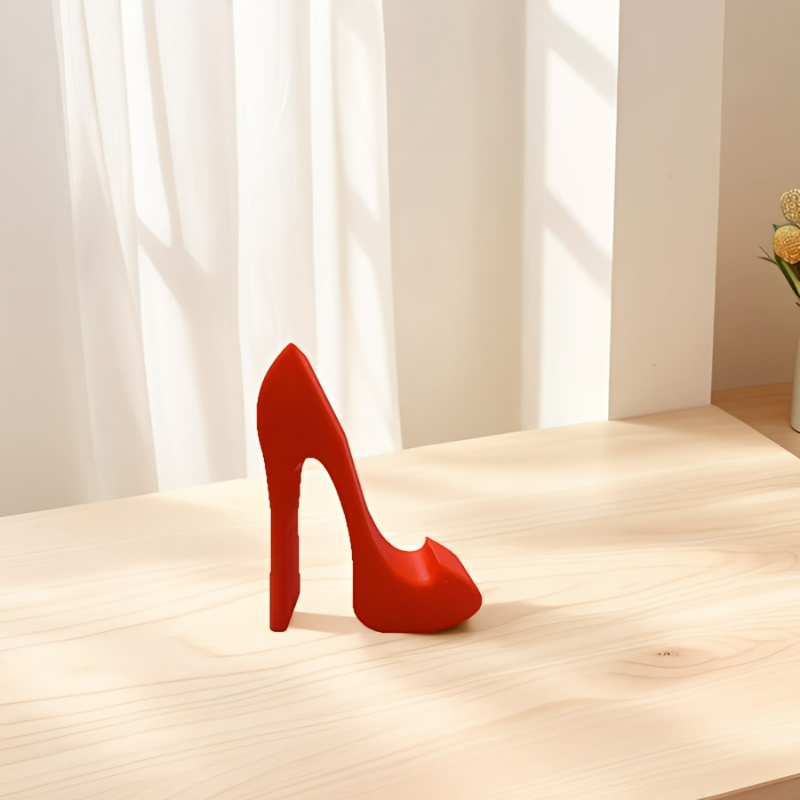 TEMU Support de Téléphone Créatif en Talons Hauts Rouges Imprimés en 3D, Idéal pour Décoration de Bureau, Support Créatif pour Chambre ou Table de