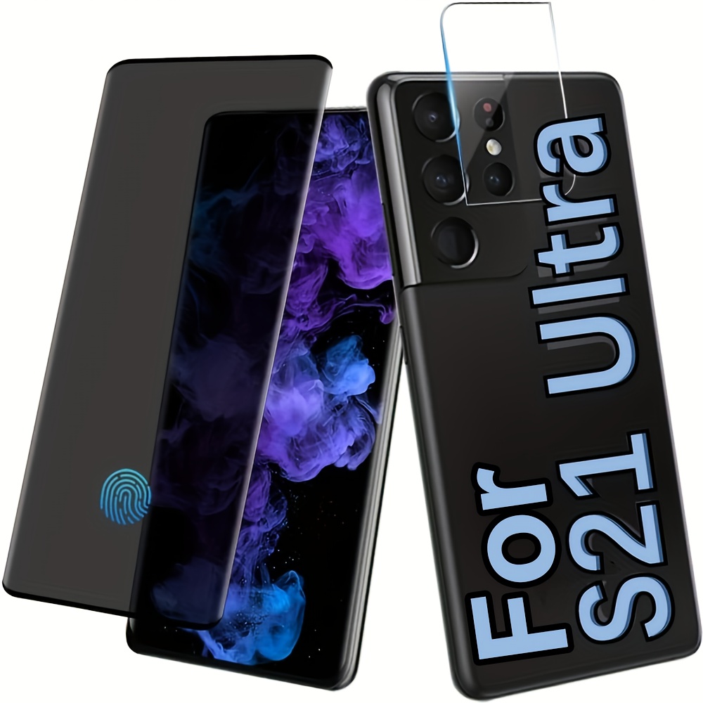 TEMU 1 1 2-pack Privacy Screen Protector For Galaxy S21 Ultra, Anti-spy Film, 1 Privacy Screen Protector   1 Camera Lens Protector, 9h Hardness, 3d