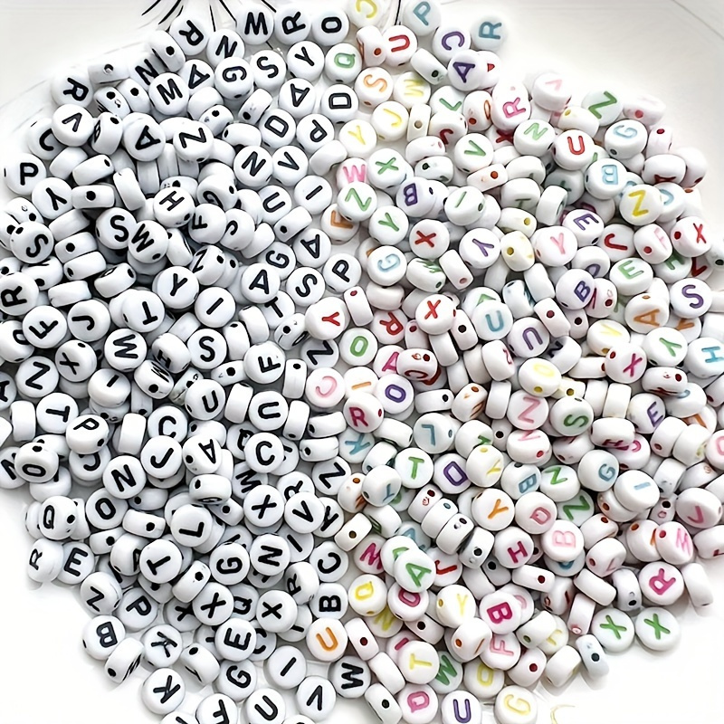 

200-1000pcs Assorted Letter Set, 4x7mm Plastic For Jewelry Making, Diy Bracelets, Necklaces, Supplies, For Accessories