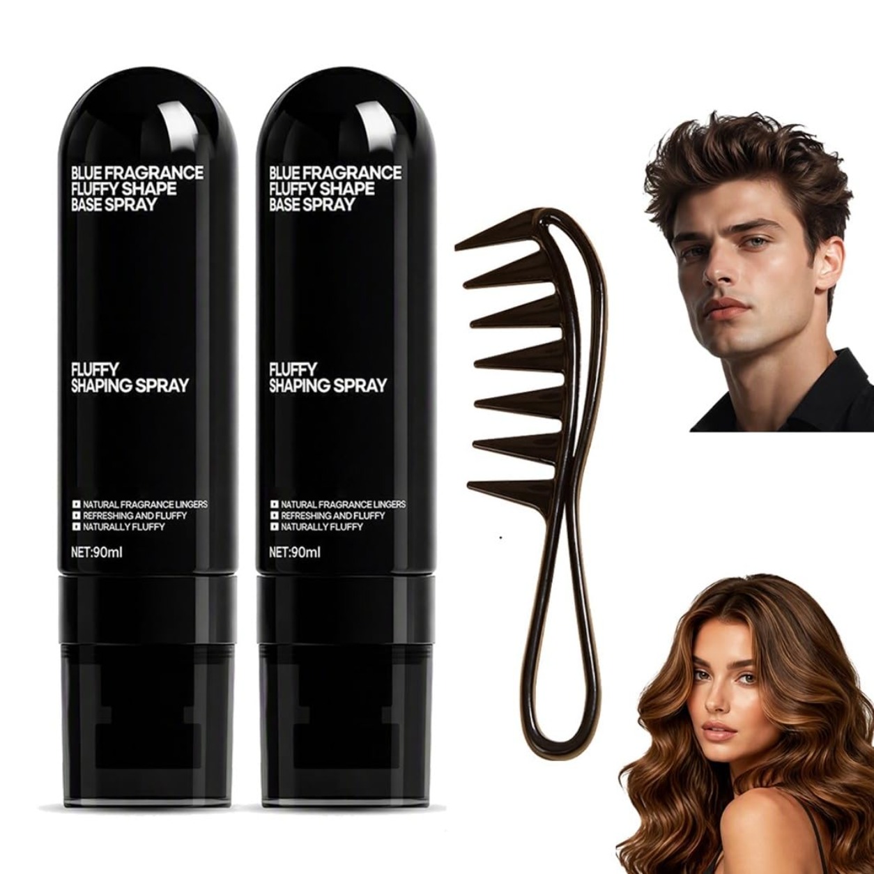Image of Fluffy Styling Tool And Comb, Styling Set