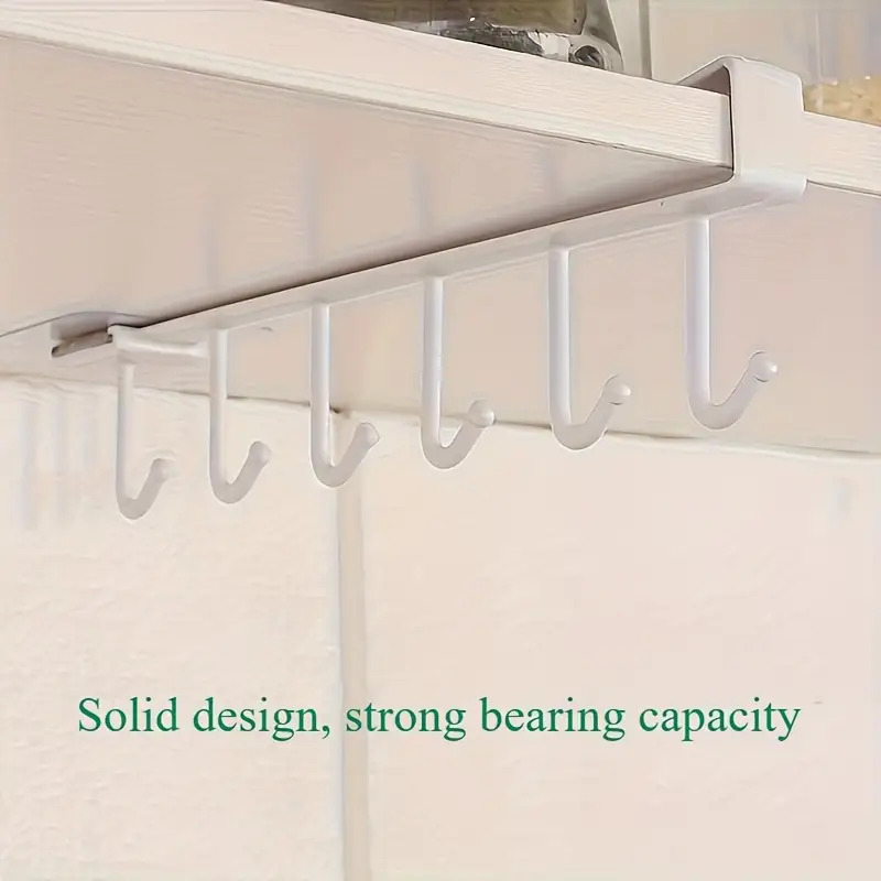 Multifunctional Kitchen Storage Rack With 6 Hooks- Wall-mounted, Non-slip, Stylish Plastic Cup Holder, Utensils, Wine Glass Hanging, Stronger Hooks For Uses, Practical Hooks, Utility Hooks