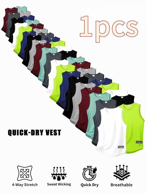 40pcs random pc of mens casual sport sleeveless vests mixed colors solid color lightweight breathable quick drying comfortable tank tops machine washable ideal for fitness workouts running cycling and competitive size