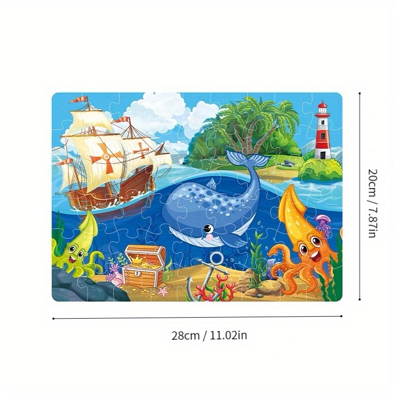 Image of Puzzles For Kids - 54pcs Sea Animal Jigsaw Puzzles With Vibrant Colors And Detailed Illustrations, Educational Toys For Years, Fine Motor Skills And Cognitive Development, Puzzles For Boys And Girls