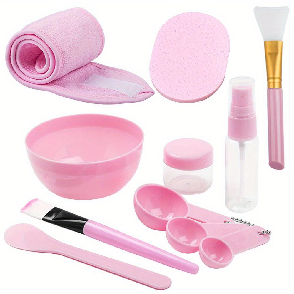 

11pcs Diy Facemask Mixing Tool Set, Diy Mask Set Silicone Bowls For -pink