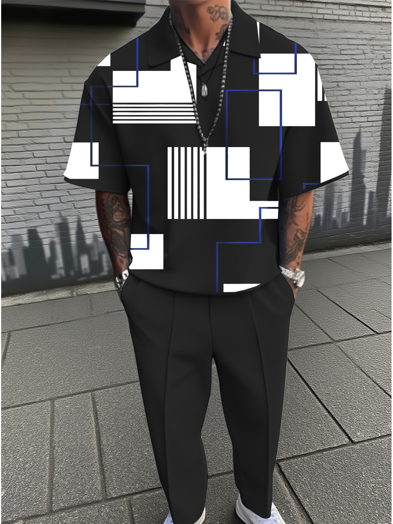mens new simple lapel short sleeved shirt with trousers suit daily leisure suit with drawstring waist suitable for shopping travel outdoor activities school commuting mens   pajamas and loungewear suits     in    ty black 0