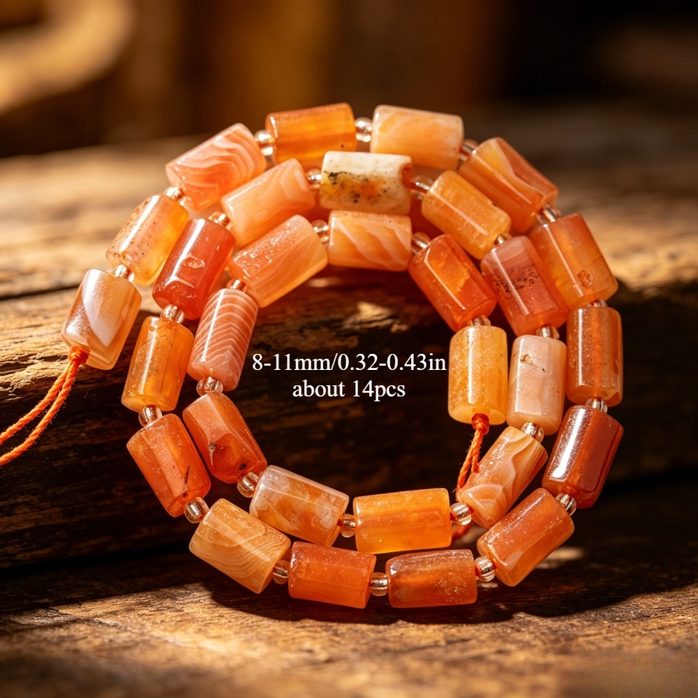 TEMU 8-11mm Aaa Natural Stone Orange Botswan Agate Cylinder Column Shape Loose Spacer Beads For Jewelry Making Gorgeous Bracelets Necklace Earrings