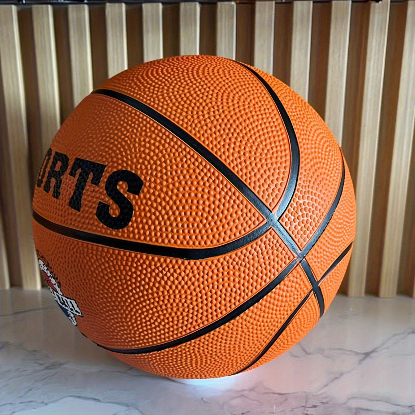 Size 3/5/7 Brown Rubber Rotating Basketball - High Elasticity with Sports Logo & Badge, Perfect Gift for Teens & Adults (Teacher's Day, Mother's Day, Father's Day, Independence Day, Grandparents' Day), Recreational Ball, Durable Ball